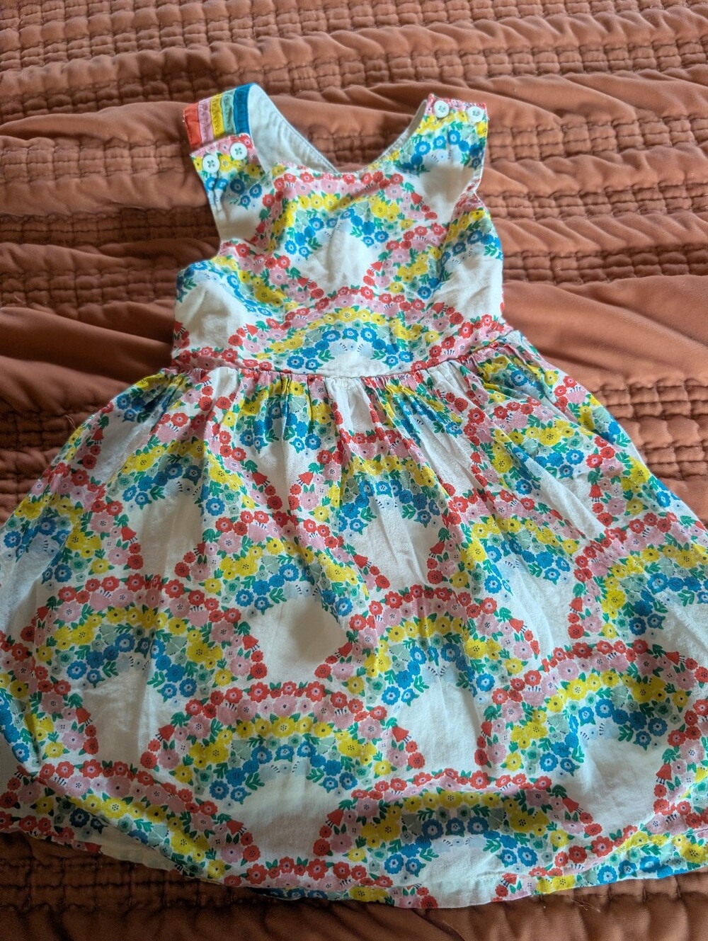 Mini Boden Rainbow Cross Back Floral Dress 3-4 Year